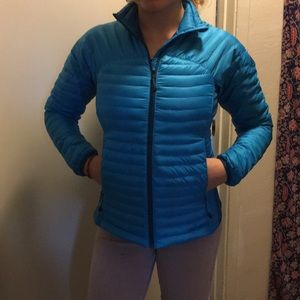 Blue down jacket